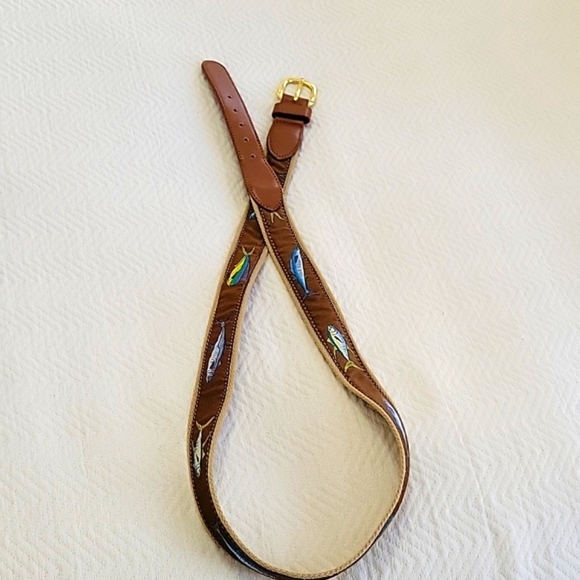 Bison Designs Fish Leather Web Belt - Picture 3 of 5